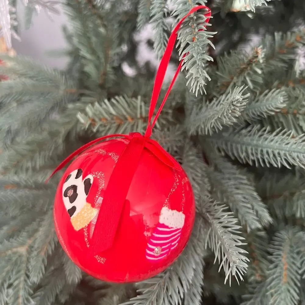 Multicolor mitten glove mitten red round ball Christmas ornament